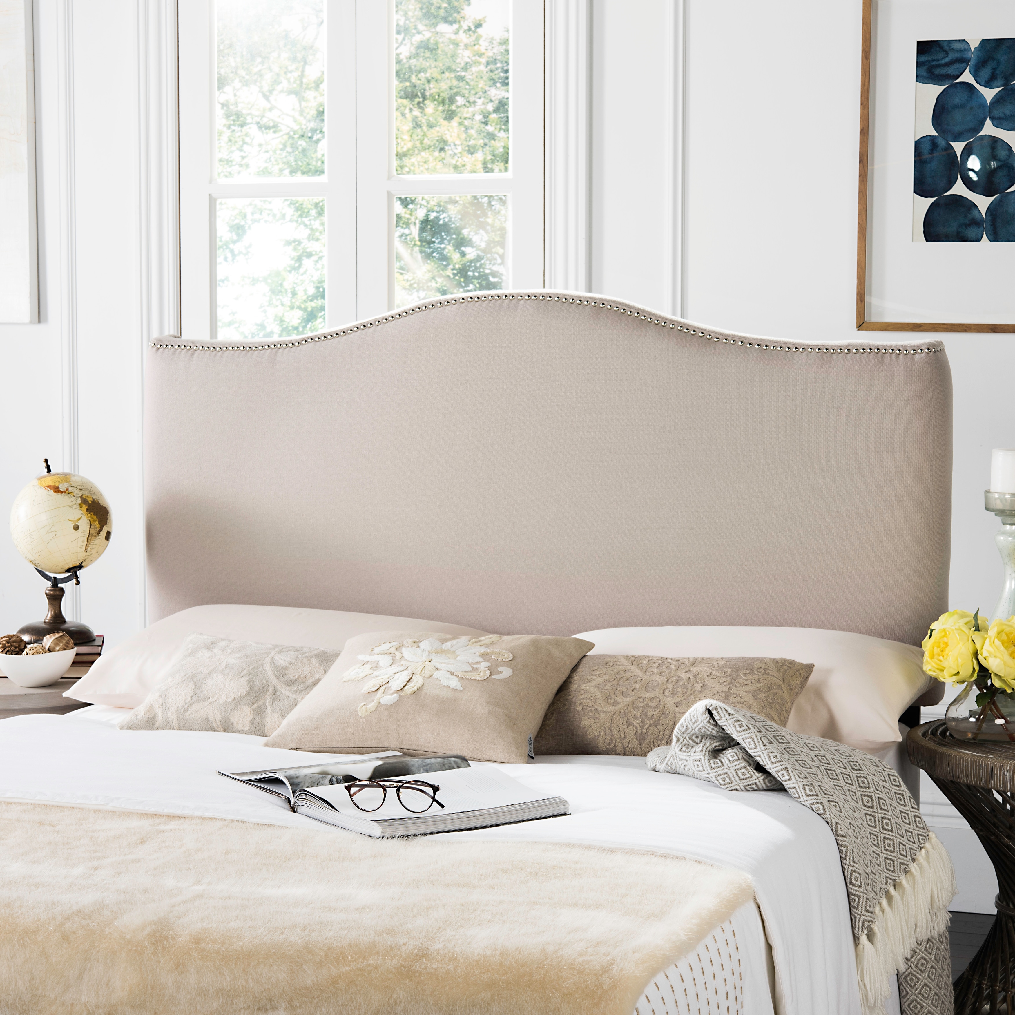 Taupe headboard discount queen