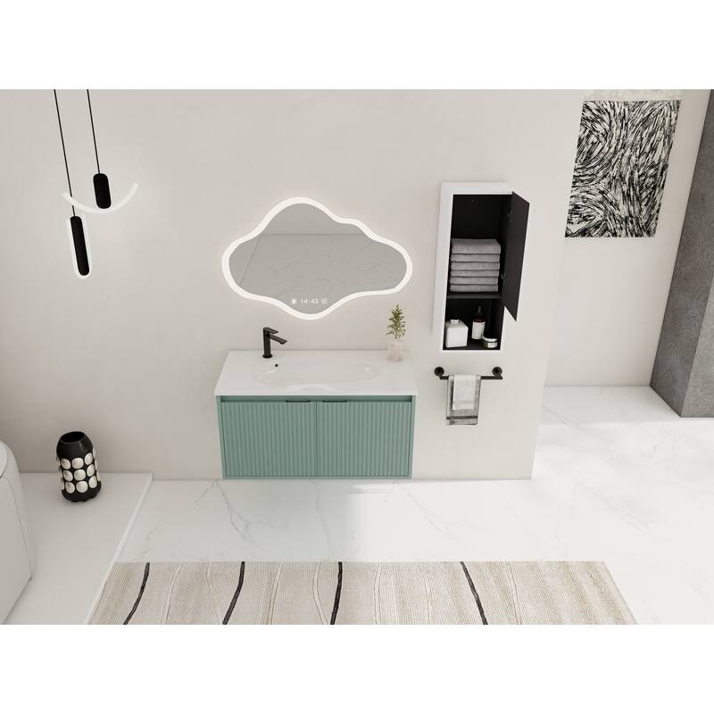 36" Floating Bathroom Vanity with Drop-Shaped Resin Sink