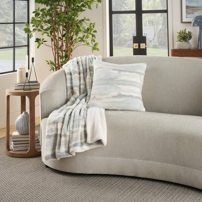 Mina Victory Faux Fur Abstract Throw Pillow