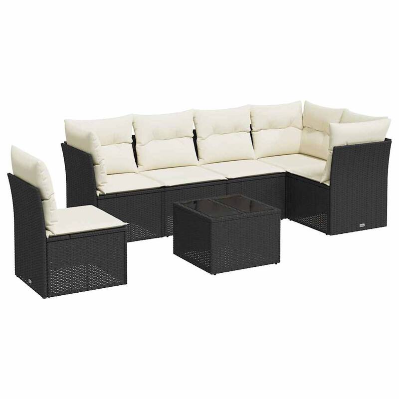 vidaXL Garden Sofa Set Black - 48.8 x 92.1 x 27.2