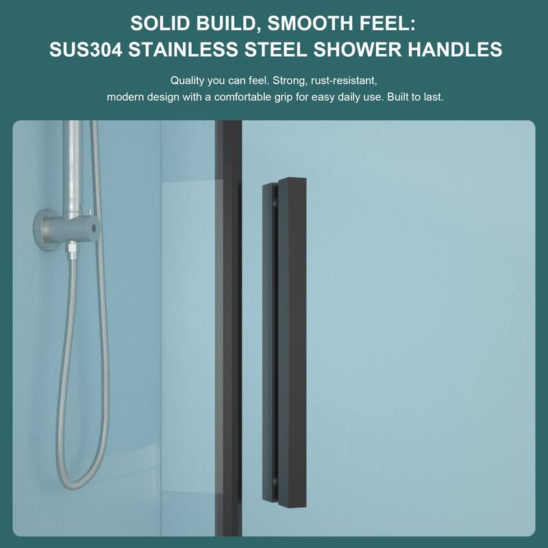 42" W x 76" H Framed Diamond-shaped Corner Shower Door in Matte Black - 42'' x 0.32'' x 76''