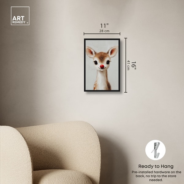 dimension image slide 1 of 24, Baby Rudolph Christmas Wall Decor Canvas Print by Art Remedy