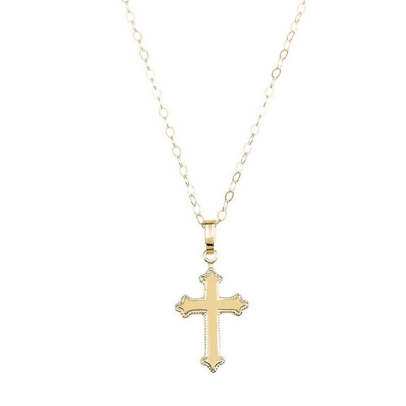 Curata 14k Yellow Gold for boys or girls Cross Pendant 13x9mm