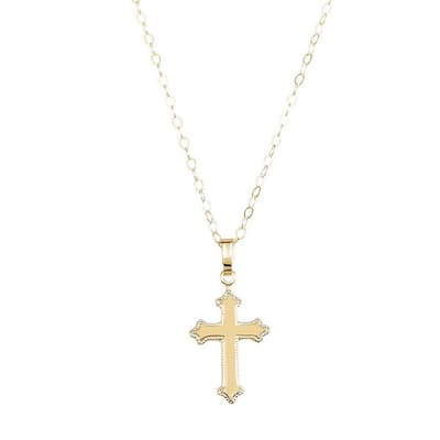 Curata 14k Yellow Gold for boys or girls Cross Pendant 13x9mm