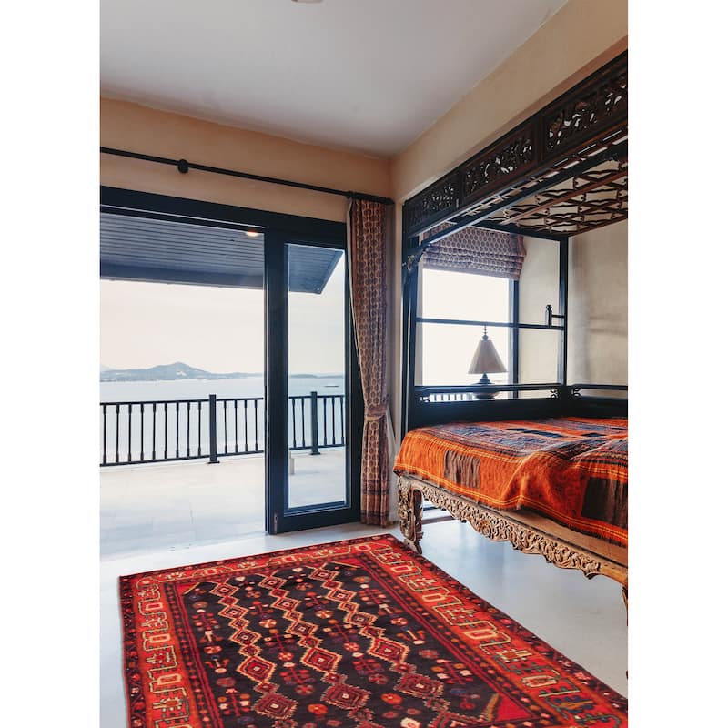 ECARPETGALLERY Hand-knotted Andelz Black, Red Wool Rug - 4'7 x 7'1