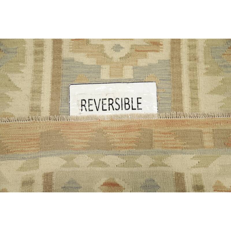 Hand Woven Oriental 100% Wool Carpet Southwestern Tribal Beige & Ivories Kilim Area Rug - 4' 11'' X 3' 2''