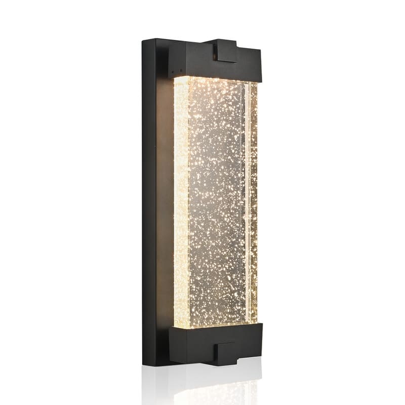 Aluminum Finish Outdoor Wall Light with Bubble Crystal Glass, LED Light Source, Weatherproof Exterior Sconce for Patio(1-pack)