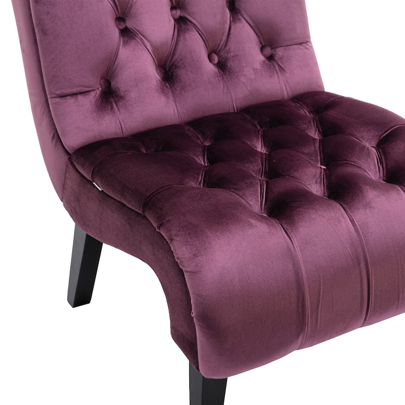 PUrple Modern 22.83" Upholstered Buttons Tufted Accent Chair with Wooden Legs for Living Room