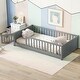 preview thumbnail 2 of 31, Twin size Floor Platform Bed with Built-in Book Storage Rack,Door for Home