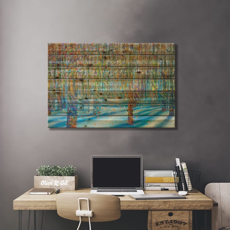 Snowfall Print On Wood by Iris Scott - Multi-Color