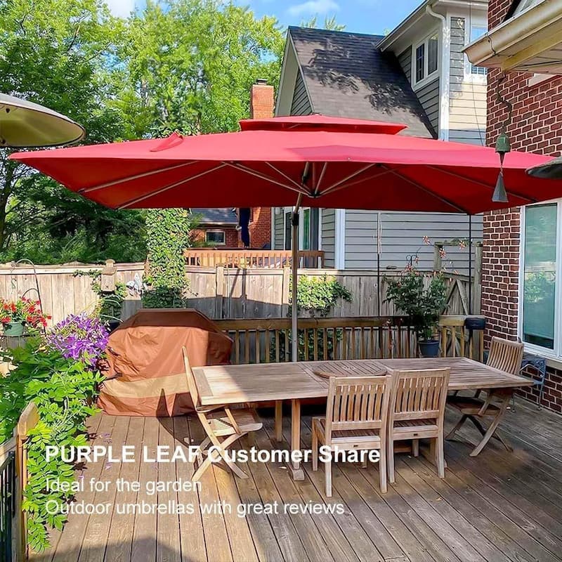 PURPLE LEAF 10 x 13ft Outdoor Rectangle Large Cantilever Umbrella with Base