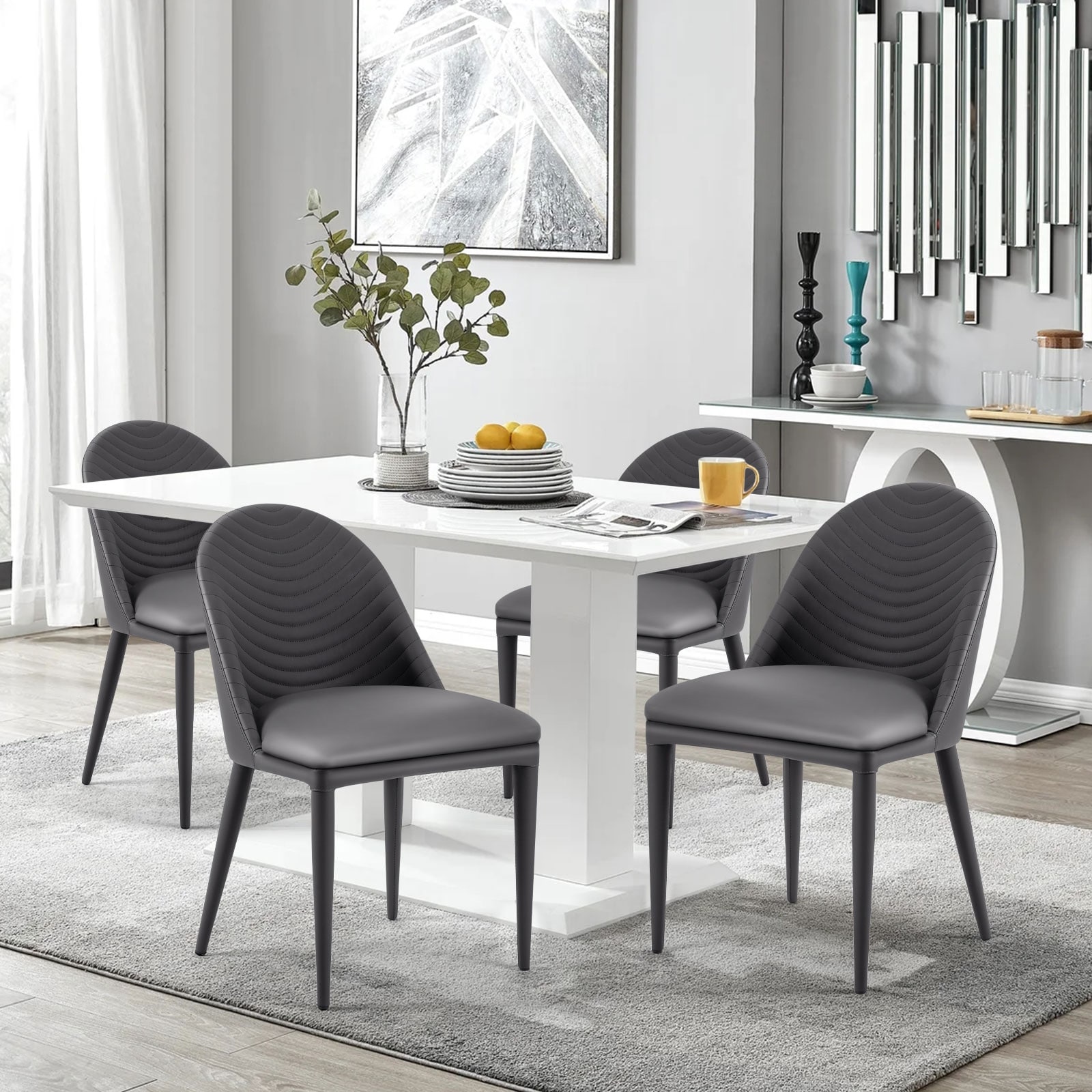 Fully Assembled Microfiber Leather Upholstered Dining Chairs Set of 2 22.44 D x 18.5 W x 32.28 H Bed Bath Beyond 37194510