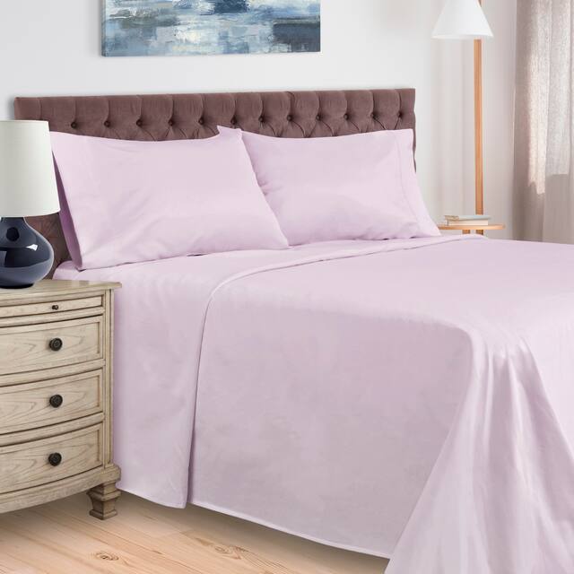 Egyptian Cotton 400 Thread Count Solid Bed Sheet Set by Superior - Split King - Lilac