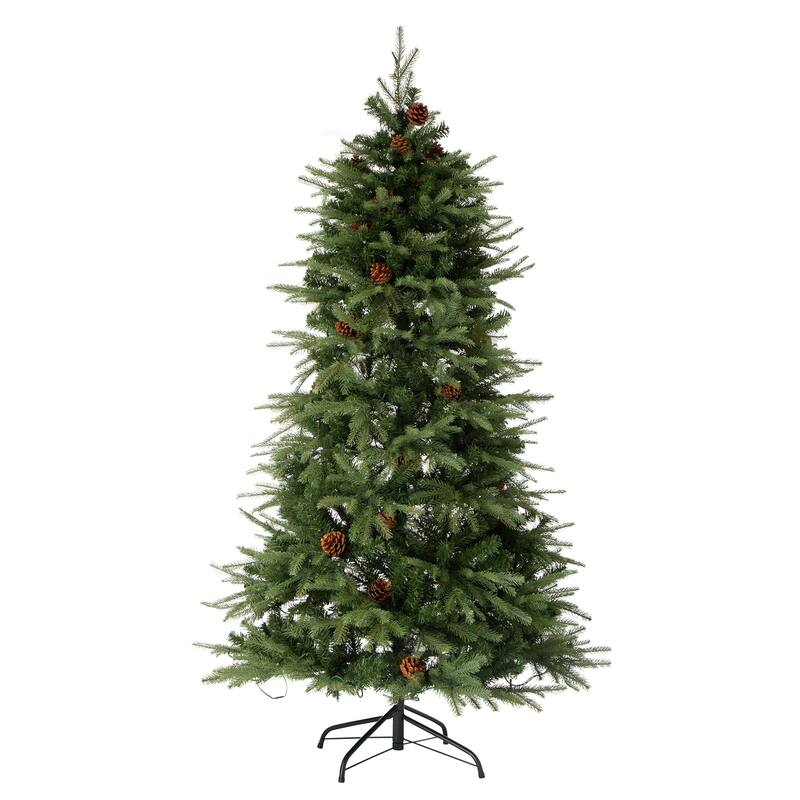 Glitzhome 6FT/7FT Multi-color Lighted Fir Christmas Tree with Remote Controller