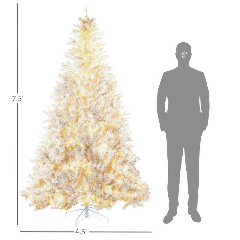 7.5ft Pre-Lit Christmas Tree with 1518 Realistic Branches, 500 LED Lights, Easy Setup Xmas Tree for Home Holiday Decoration