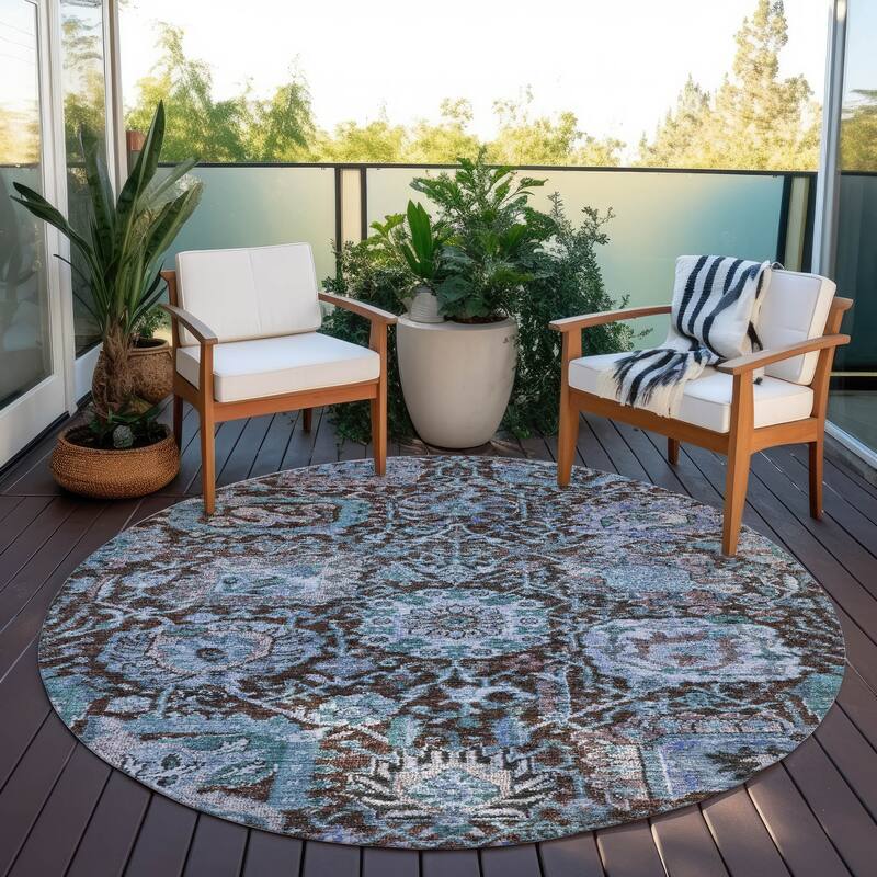 Machine Washable Indoor/ Outdoor Traditional Persian Chantille Rug
