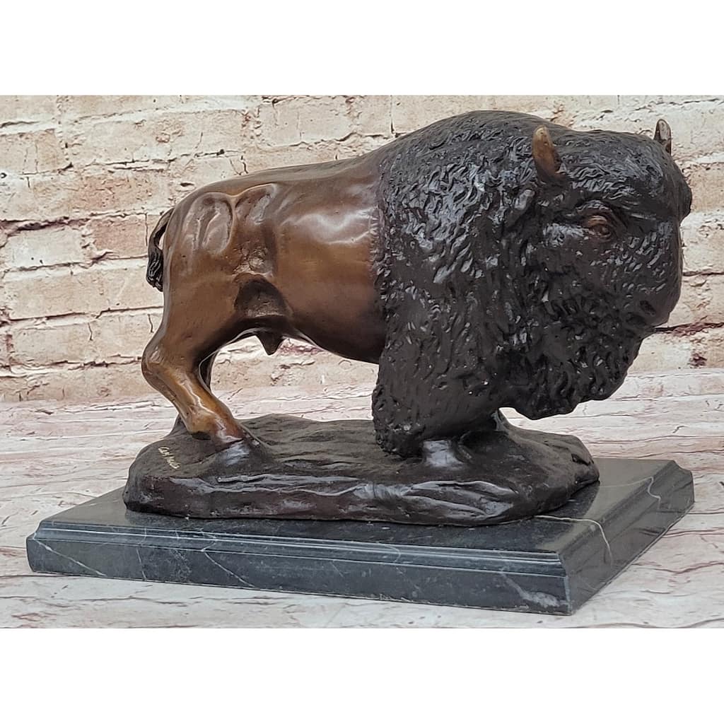 Handcrafted Carl Kauba Bison Buffalo Genuine Bronze Sculpture Hot Cast
