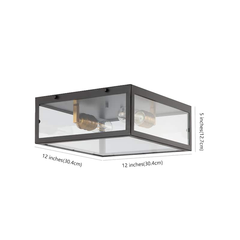 Alma 12" Metal/Glass LED Flush Mount, by JONATHAN Y
