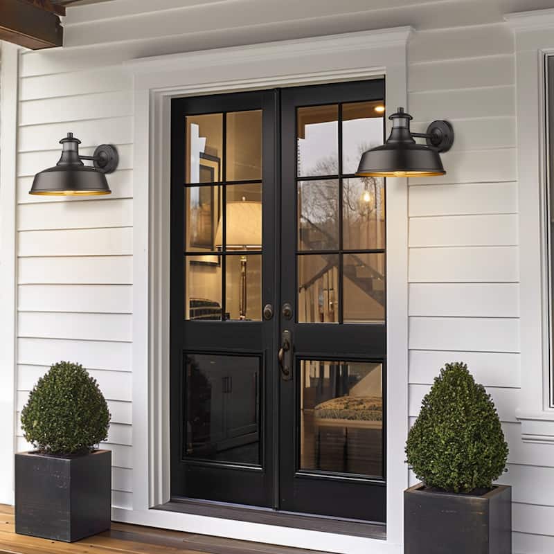Motion Sensor Farmhouse Barn Light Outdoor, Dusk to Dawn Sensor Wall Sconces, Exterior Light Fixture