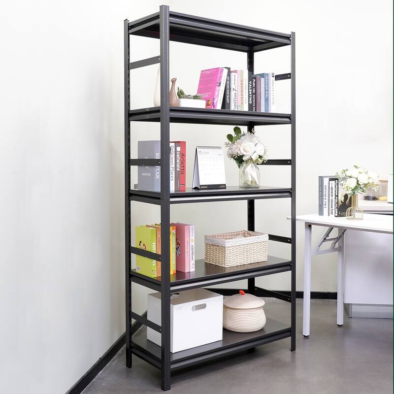 Heavy Duty 5-Shelf Metal Shelving Units, Adjustable Height Storage Rack for Kitchen Garage - 31.5 x 63