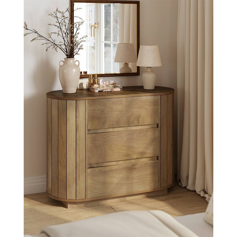Chic Engineered Wood Nightstand With 3 Spacious Drawers