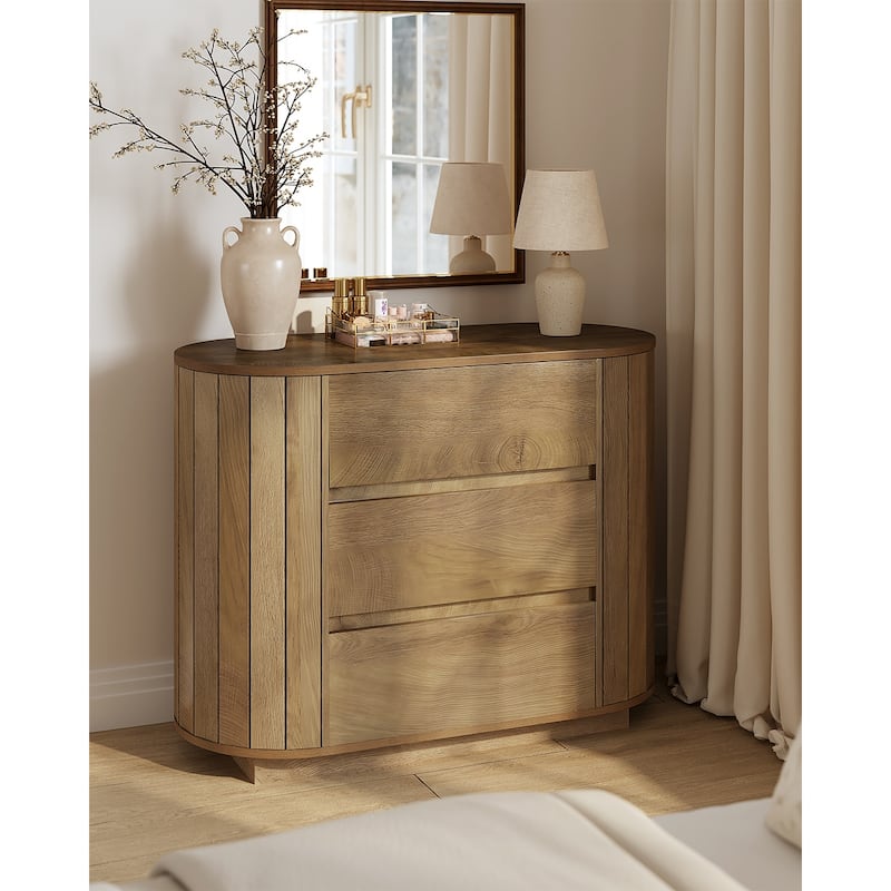 Oversized Wood Nightstand, Night Stand with 3 Drawers, End Table Modern Dresser for Living Room, Bedroom, Entryway