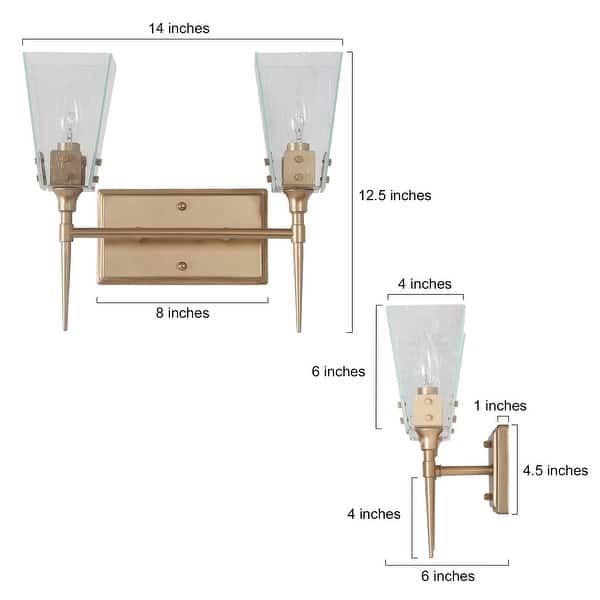 dimension image slide 0 of 2, Mirha Mid-Century Modern Industrial Dimmable Glass Wall Sconce Bathroom Vanity Lights Foyer Powder room Hallway
