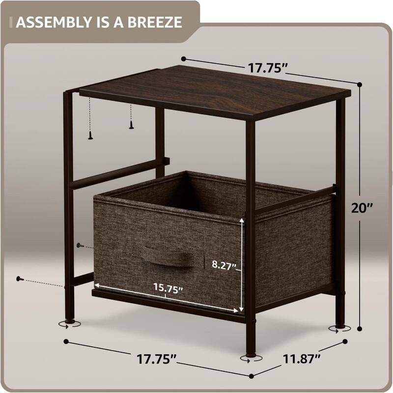 Nightstand with 2 Drawers