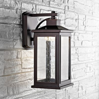 SAFAVIEH Nutan Outdoor Bronze Wall Lantern - 6.6"x7.4"x12.3" - 7Wx7Dx12H
