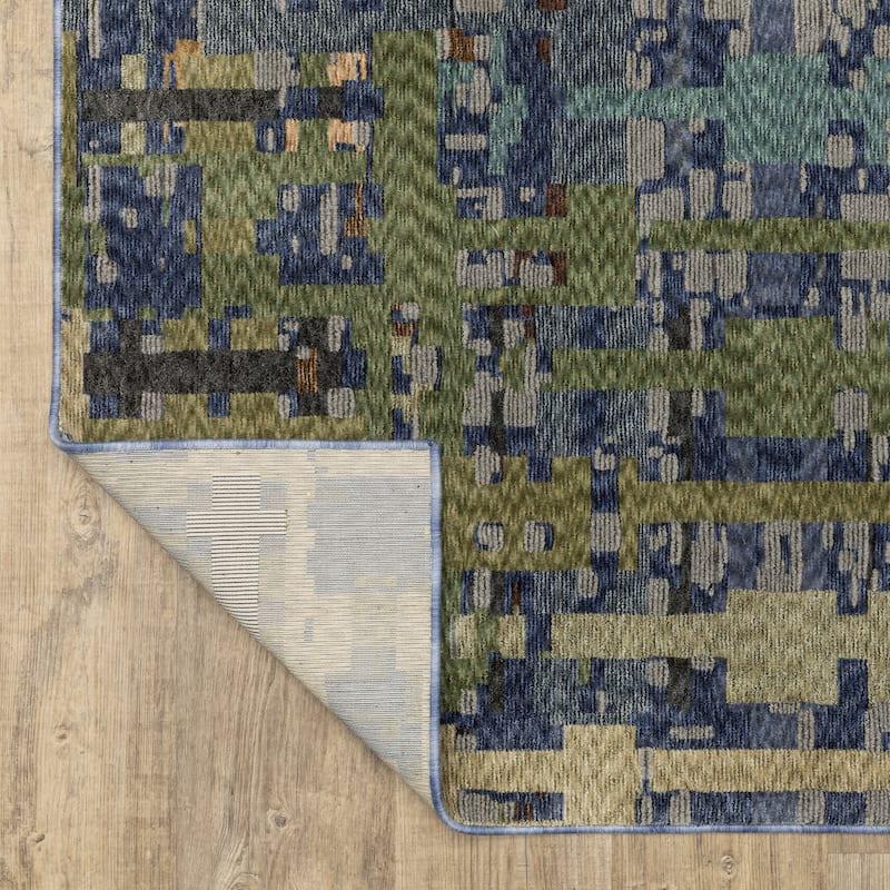Tobias Abstract Geometric Blue/ Multi Area Rug