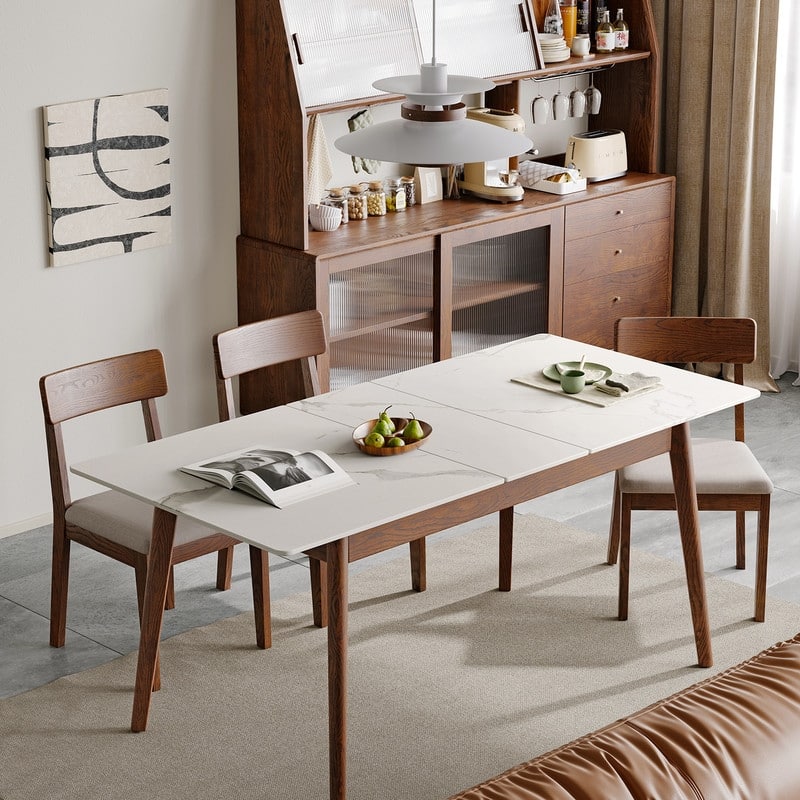Walnut Solid Oak Extendable Round Corner Dining Table, Seats 6-8