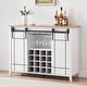 preview thumbnail 16 of 19, Farmhouse 47'' Wine Bar Cabinet Buffet Sideboard Cabinet with 16 Bottle Wine Rack - 15.7"D x 47.2"W x 34.61"H White