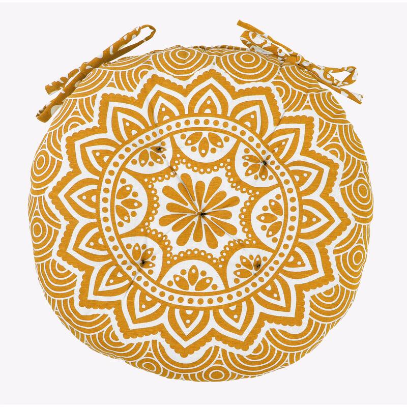 16" Round Tufted Chair Pads Cushions with Ties – Thick, Comfortable Seat Cushions for Dining Chairs/Office Chairs/ Bar Stool