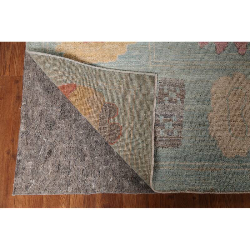 Light Blue Oushak Turkish Large Rug Handmade Vegetable Dye Wool Carpet - 10'3"x 14'0"