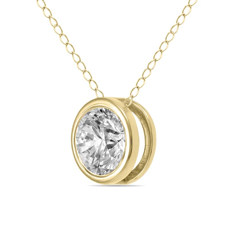Marquee 1/2 Carat Diamond Bezel Pendant in 14K Yellow Gold