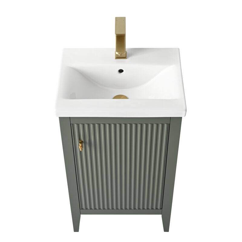 Vanity Art 20" Single Sink Bathroom Vanity Cabinet with Ceramic Top