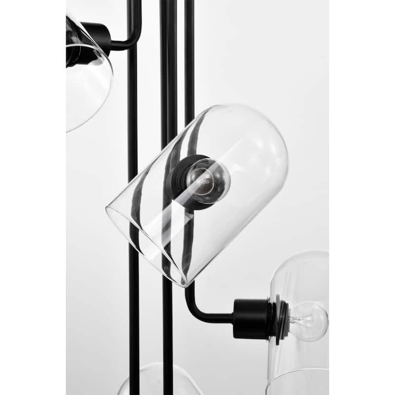 Alana 19 Inch Matte Black Finish Clear Glass Chandelier 5 Light - N/A