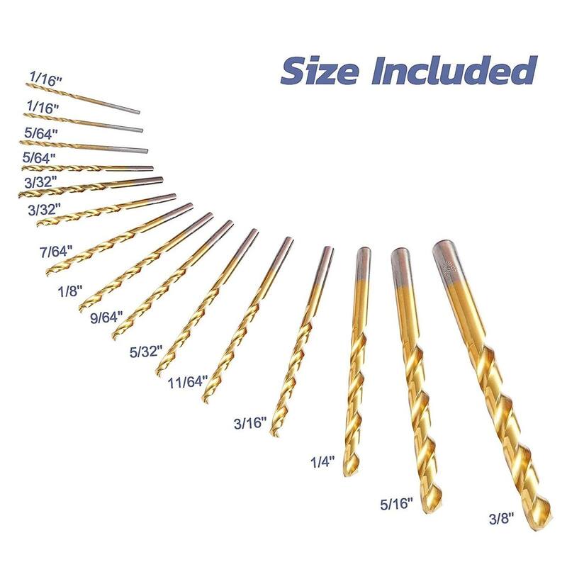 15 Pcs Cobalt Drill Bit Set for Hardened Metal & Stainless Steel Bed
