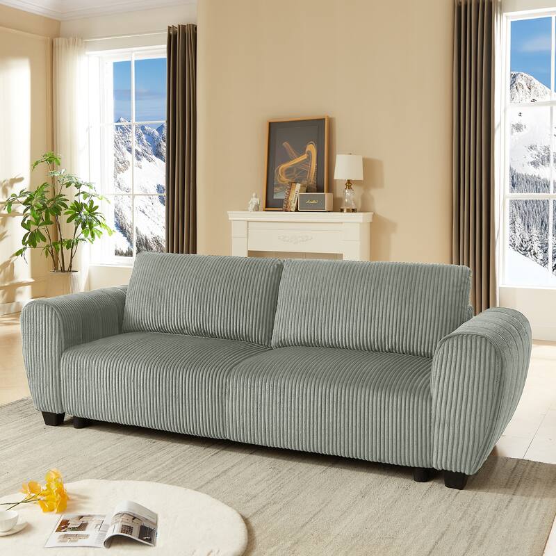 2-in-1 Convertible Corduroy Sleeper Sofa with Storage, Light Gray