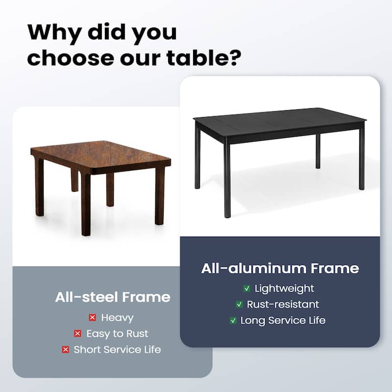 7/9PC Outdoor Aluminum Expandable Patio Dining Sets Extension Table with Rattan Chair