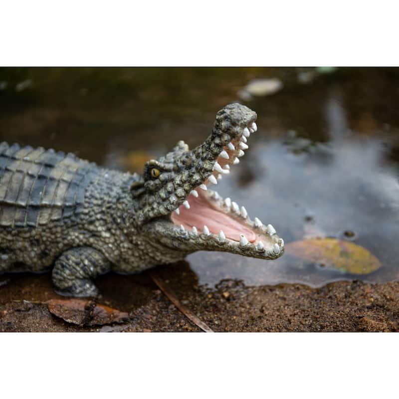 21.5" Crocodile with Mouth Open Up Outdoor Garden Statue