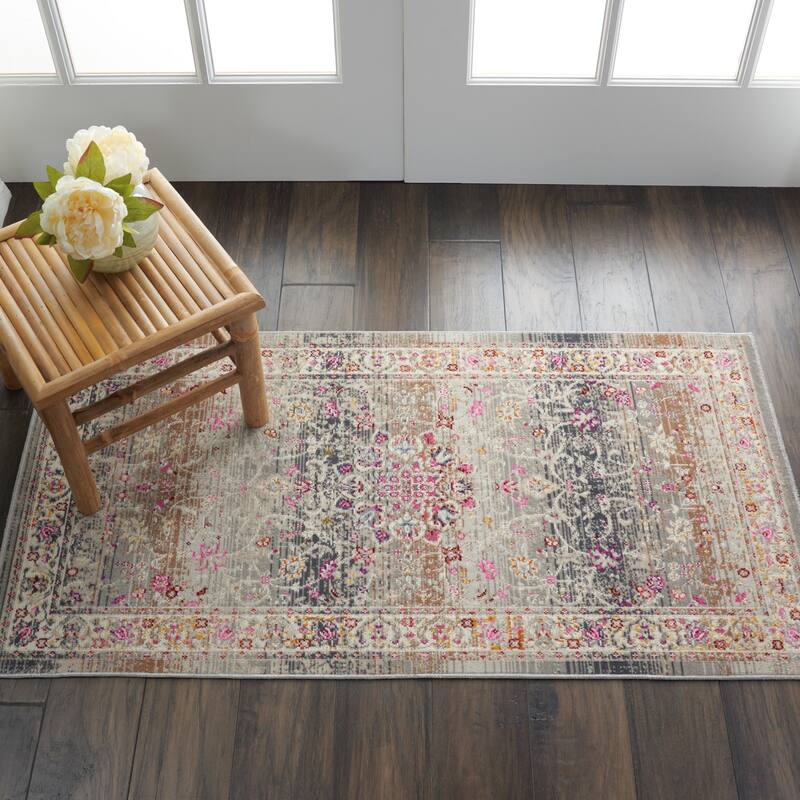 Nourison Vintage Kashan Traditional Area Rug - 2' x 4' - Grey - Runner/Rectangle