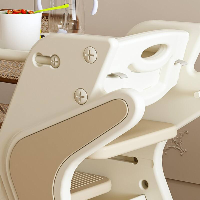 Multi Functional Growing Up Dining Chair,Adjustable Height Toddler Tower,Five-Point Seat Belts And A Movable Large Dinner Plate