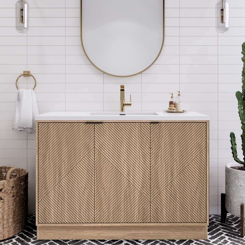 Milano 48" Freestanding Bathroom Vanity with White Acrylic Sink