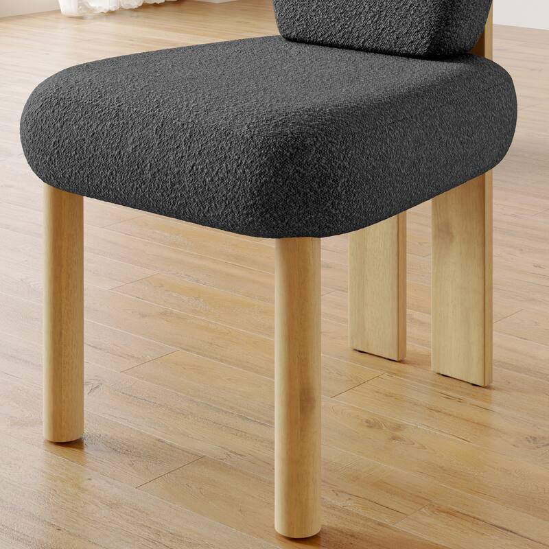 Corvus Delhi Teddy Fabric Upholstery Dining Chairs with Wood Legs (Set of 2)