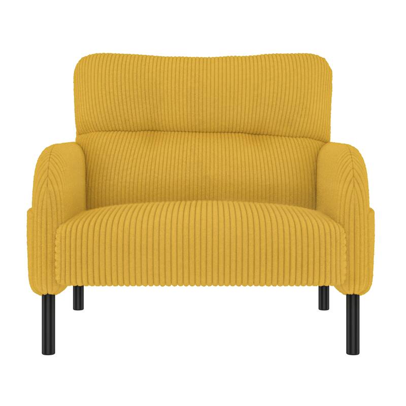 Corduroy Upholstered Single Sofa Chair, Lounge Reading Chair with Side Pockets, Armchair with Solid Wood Frame