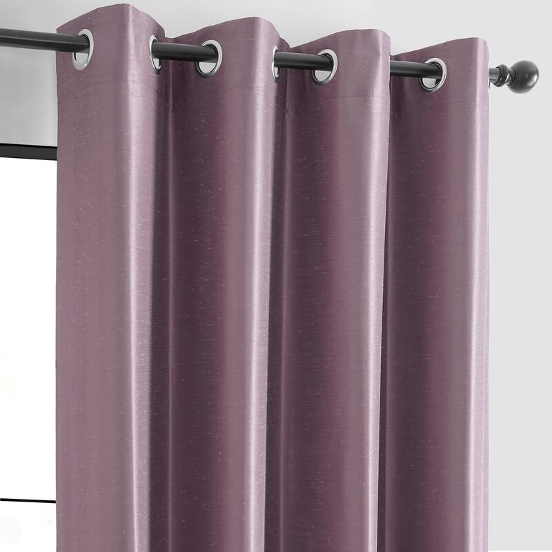 Exclusive Fabrics Textured Dupioni Faux Silk 108-inch Blackout Grommet Curtain (1 Panel) - 50 x 108
