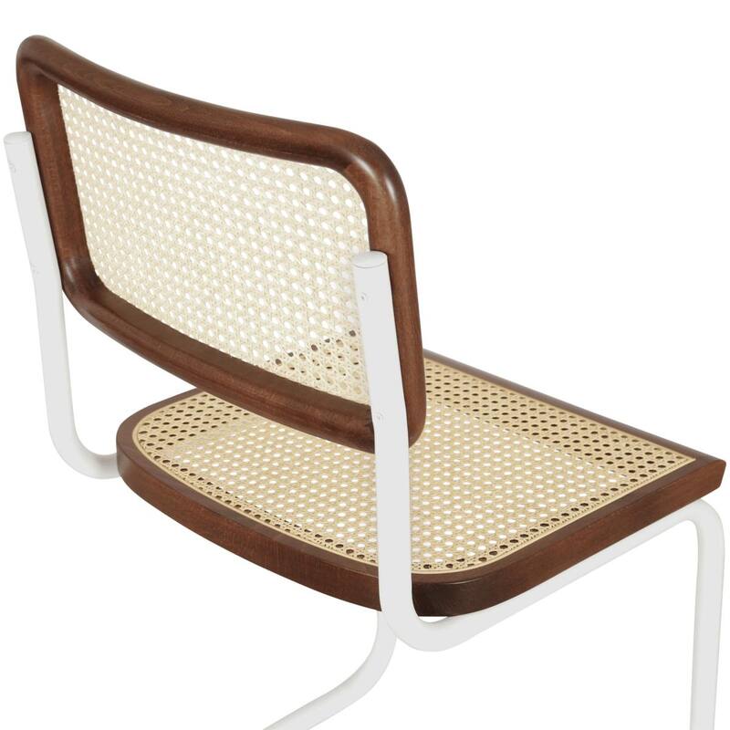 Breuer Chair Company Marcel Breuer Cesca Cane Cantilever Side Chair w/ White Steel Frame (Various Wood & Cane Colors)