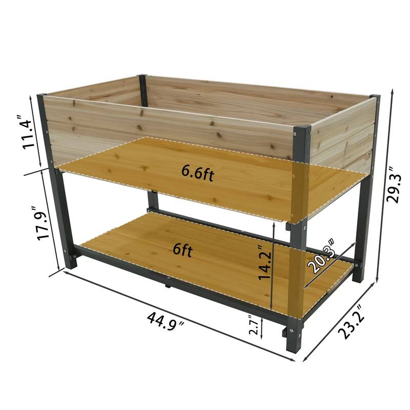 Iron-Wood Combined Growing Beds Multi-Functional Garden Beds with Feet and Storage Racks for Gardens Backyards Terraces