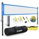 preview thumbnail 1 of 13, Portable Professional Outdoor Volleyball Net Set with Adjustable Aluminum Poles, Winch System, Pump Blue